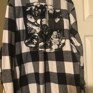 Black and white flannel shirt